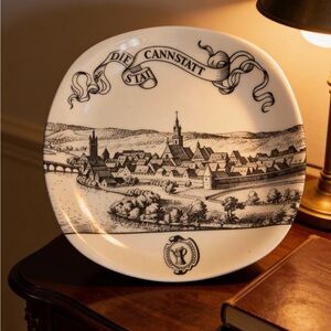 Vintage German Porcelain Wall Plate - 'Die Cannstatt Stat' Hand Painted 7”